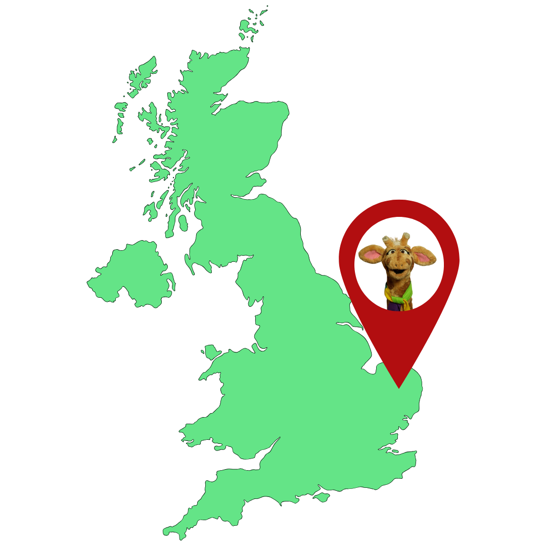 Harold pin marker placed in East of England on UK map